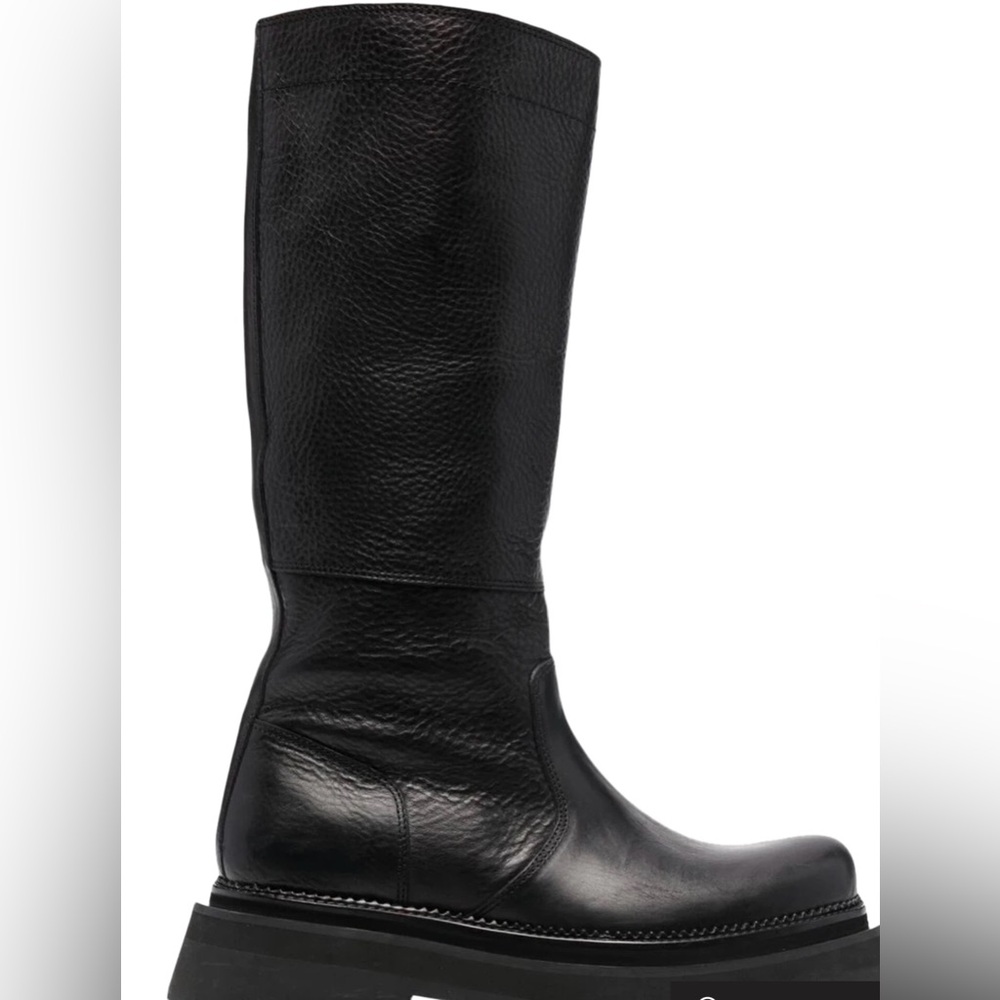 Ami Alexandre Mattiussi Black Leather Over-the-Knee Boots
